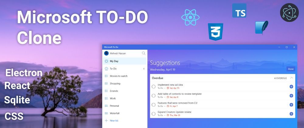 App Desktop com React + Electron + Sqlite | MS TO-DO clone